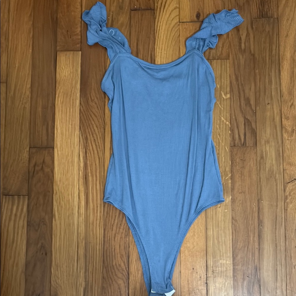 Le Lis Blue Bodysuit One Piece with Ruffled Straps